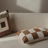 ferm LIVING | Border Patchwork Cushion - Sage & Red Brown