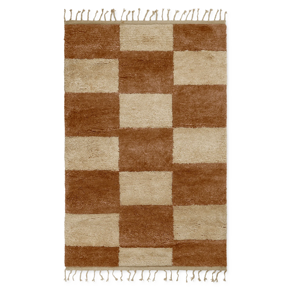 ferm LIVING, Mara Knotted Rug Large - Brick & Off White