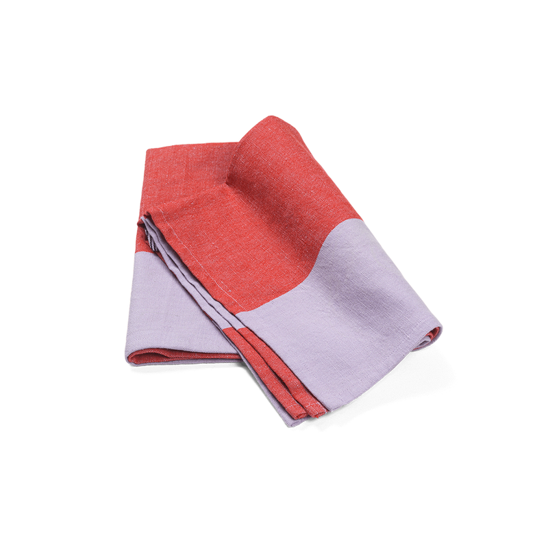 ferm LIVING | Hale Yarn Dyed Linen Tea Towel - Red / Lilac