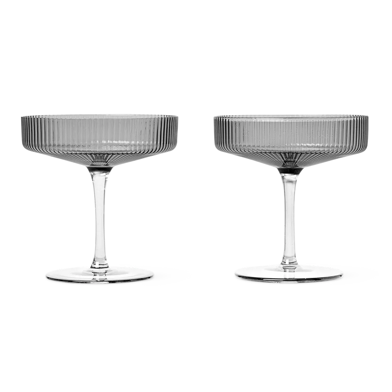 ferm LIVING | Ripple Champagne Saucer - Set of 2 - Smoked Grey