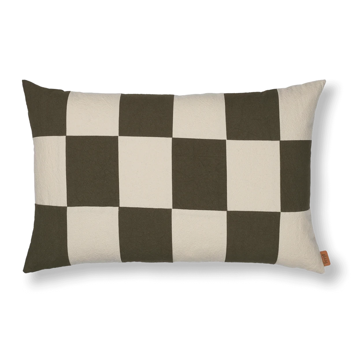 Fold Patchwork Cushion, Olive by ferm LIVING