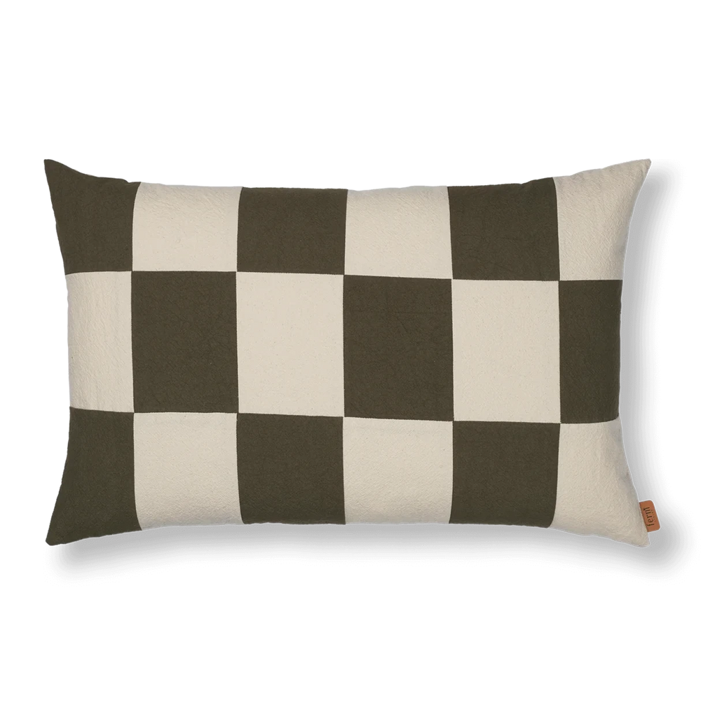 Fold Patchwork Cushion, Olive by ferm LIVING
