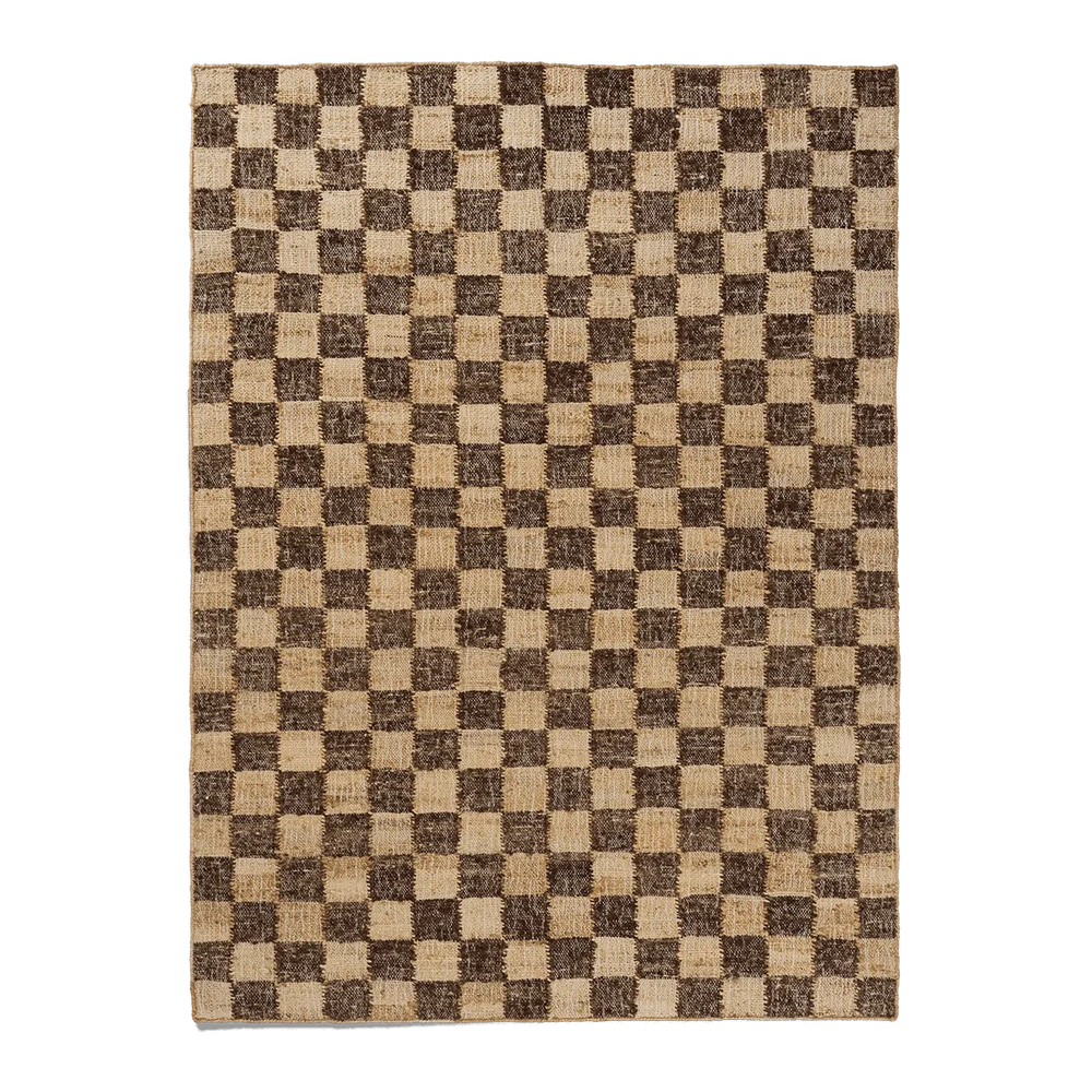 Check Wool Jute Rug, Coffee/Natural, 140 x 200cm by ferm LIVING