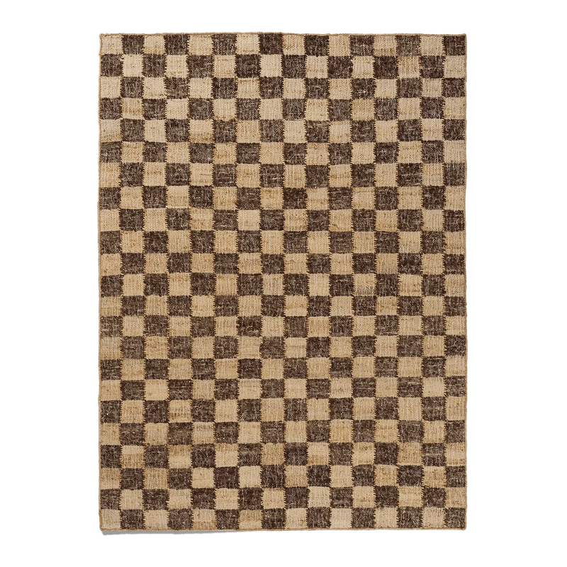  Check Wool Jute Rug, Coffee/Natural, 140 x 200cm by ferm LIVING 