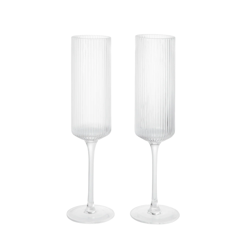 ferm LIVING | Ripple Champagne Flutes - Clear