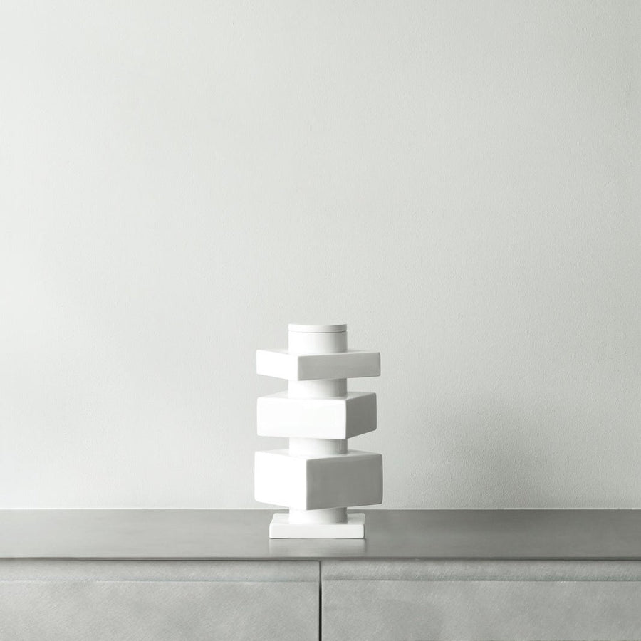 Deko Object Large S4, Snow by Normann Copenhagen, on a shelf