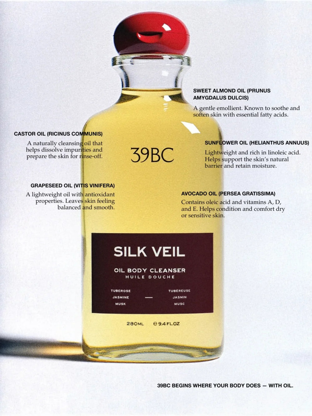 Silk Veil Oil Body Cleanser, 280ml by 39BC