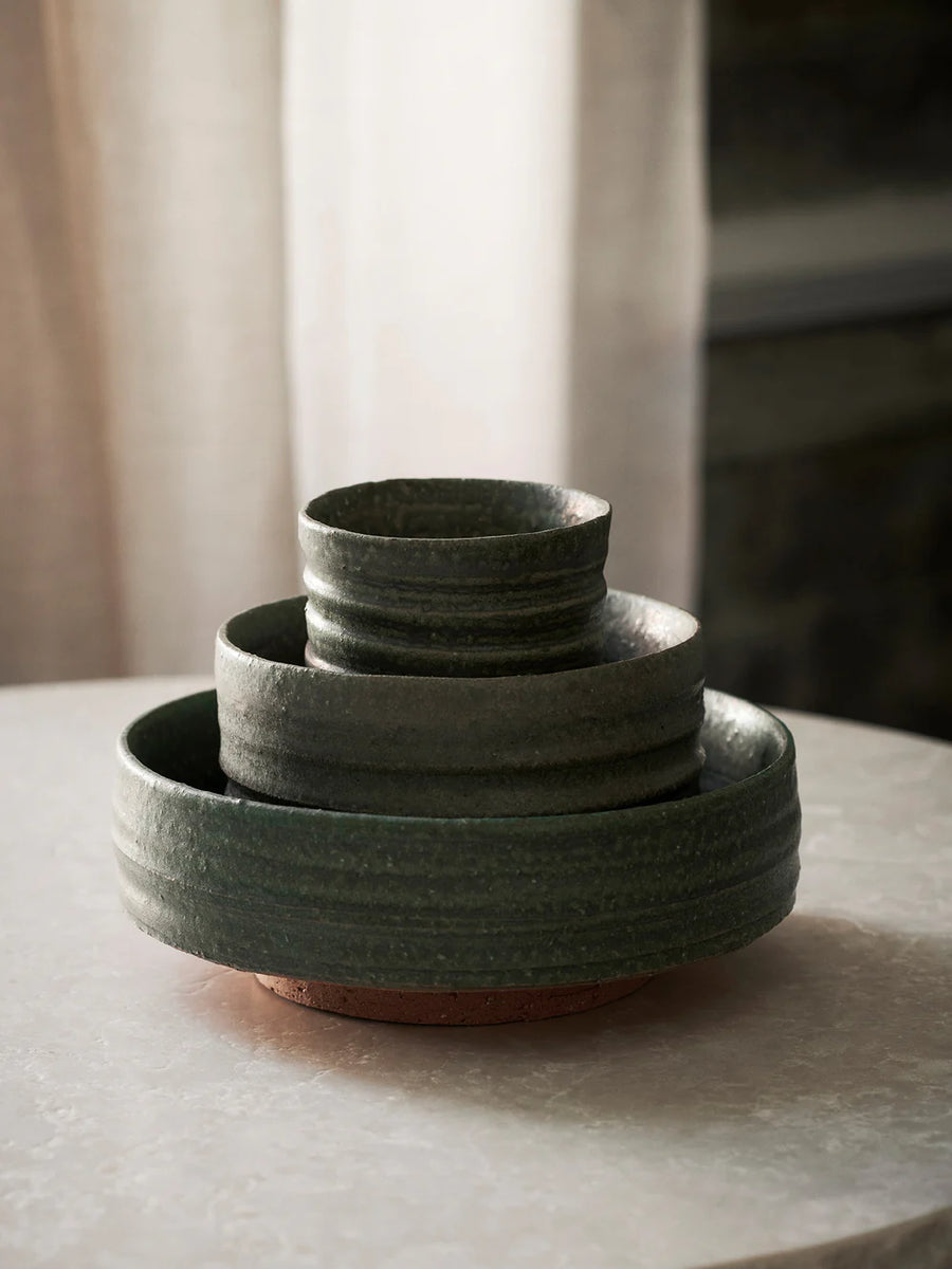Serena Bowl, Ø12.5, Green by ferm LIVING, stacked