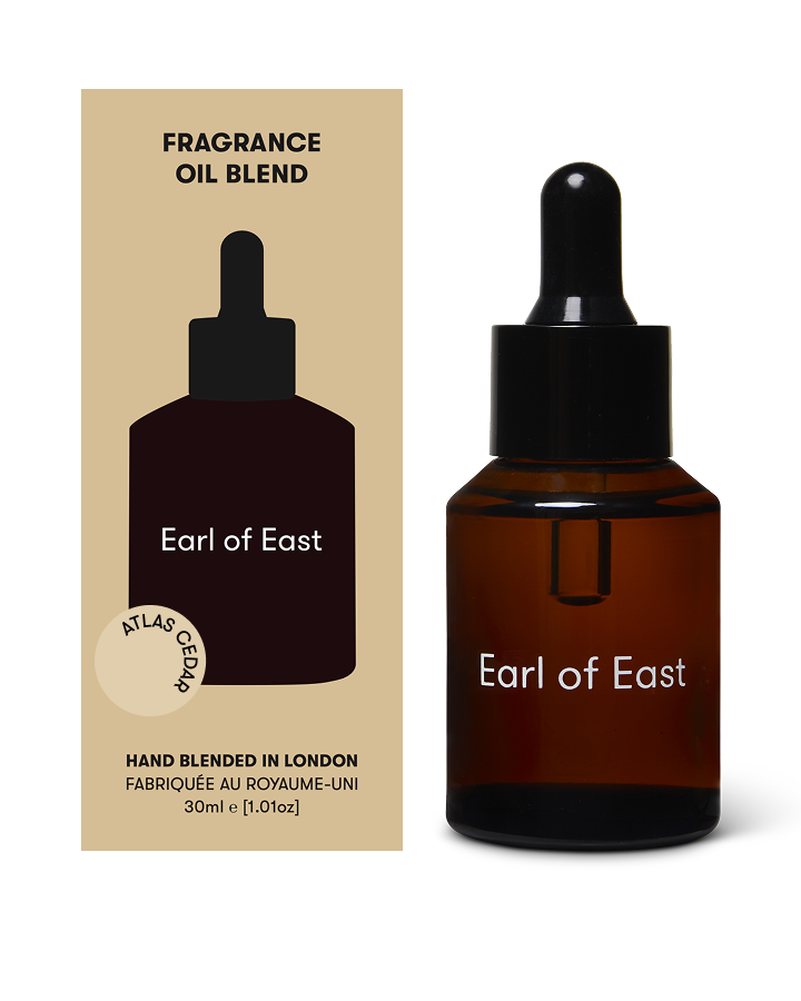 Atlas Cedar Fragrance Oil Blend 30ml by Earl of East in amber glass dropper bottle