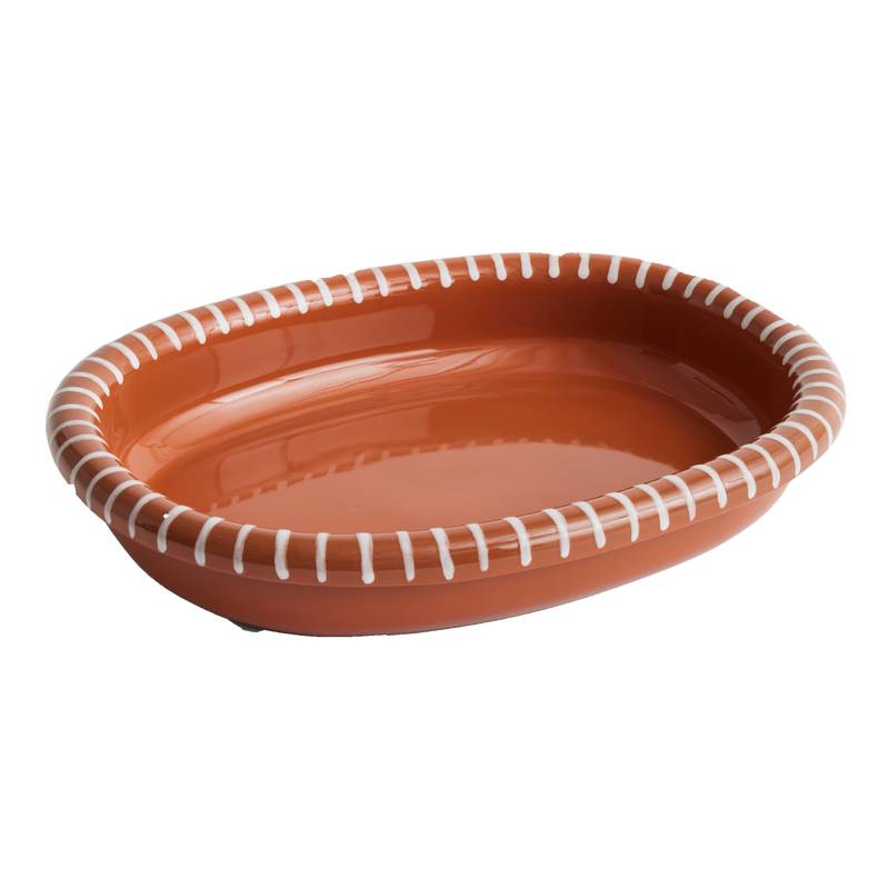  Barro Oval Dish, Large, Natural with Stripe by HAY 