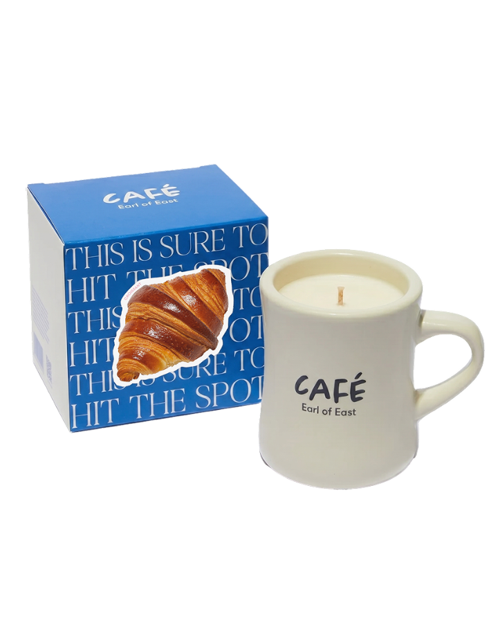 Croissant bakery scented candle in reusable ceramic mug by Earl of East