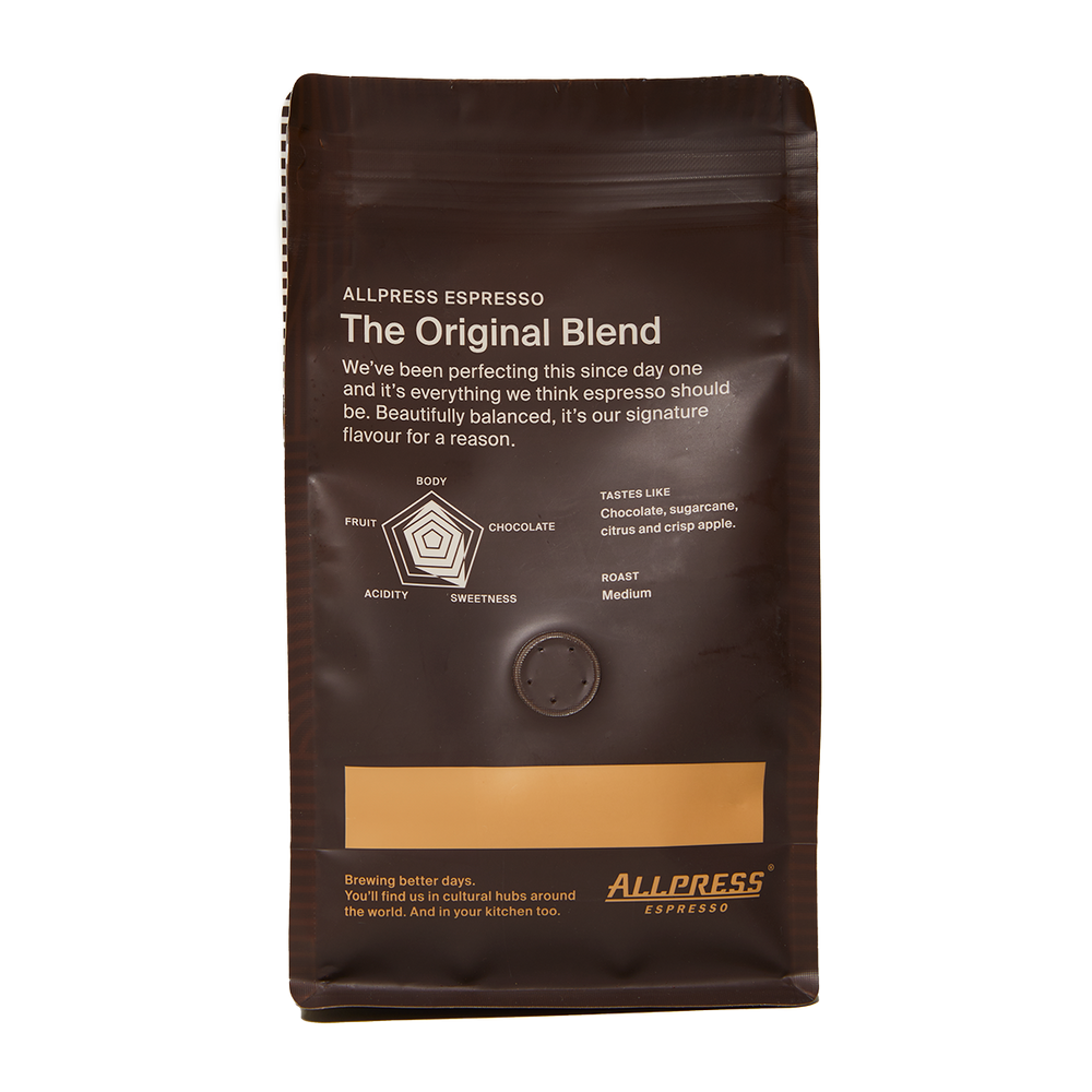 Espresso Blend, Filter Grind by Allpress, back of the bag