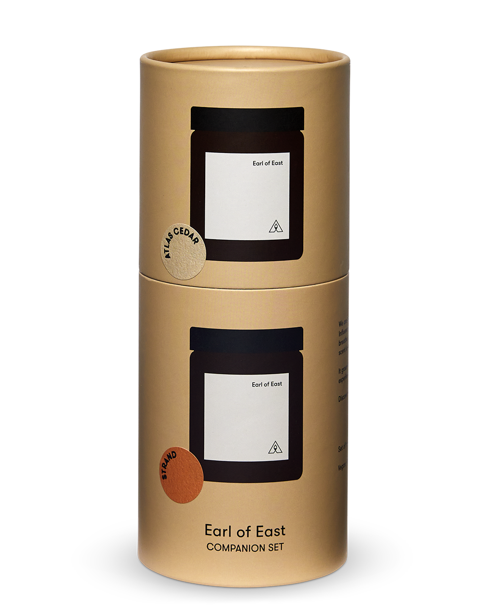 Grounding Candle Companion Set by Earl of East with Atlas Cedar and Strand 170ml scented candles
