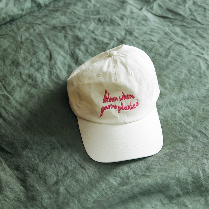 Earl of East | Embroidered Cotton Cap - Bloom Where You're Planted