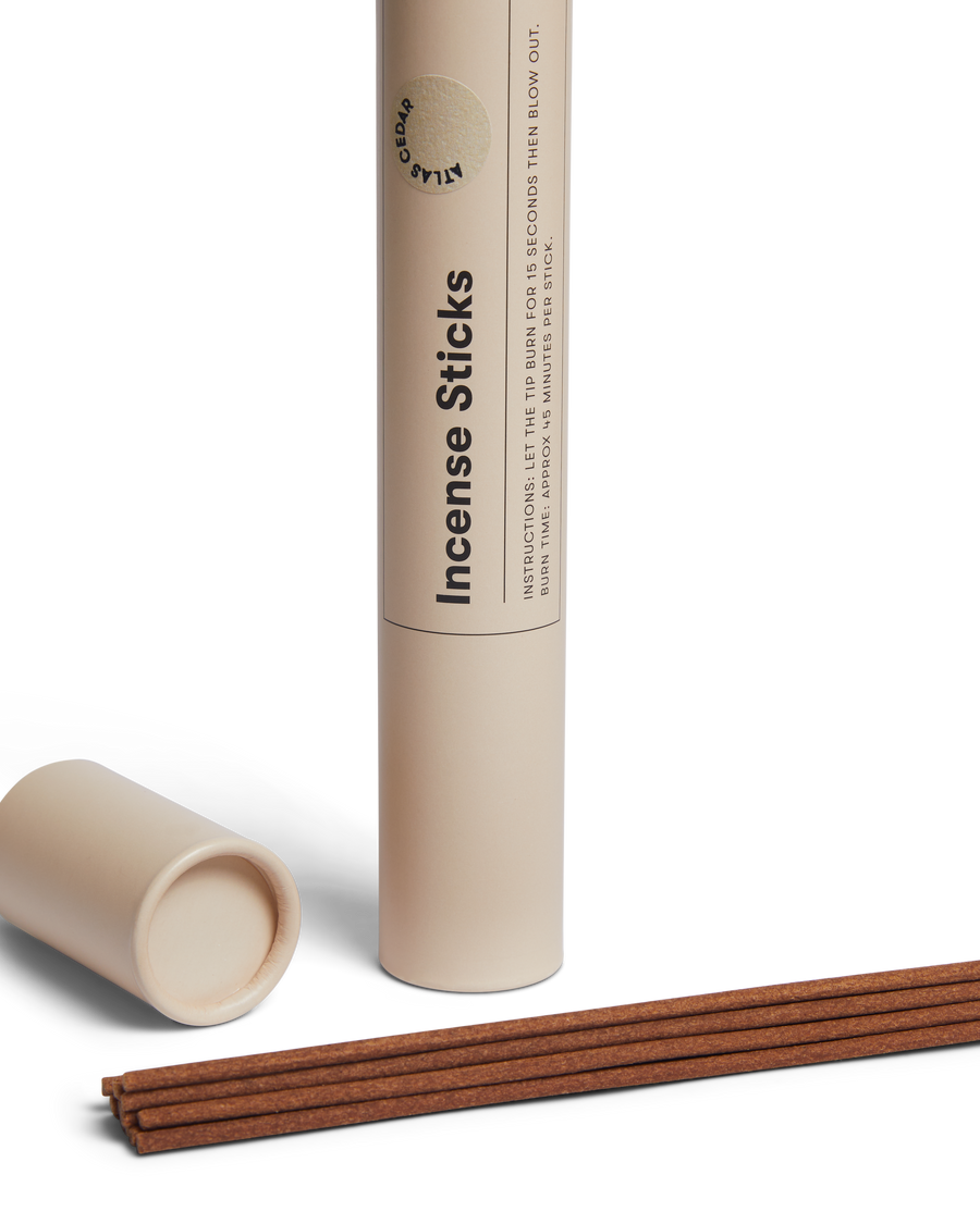 Atlas Cedar Incense Sticks by Earl of East, with sticks out of the tube