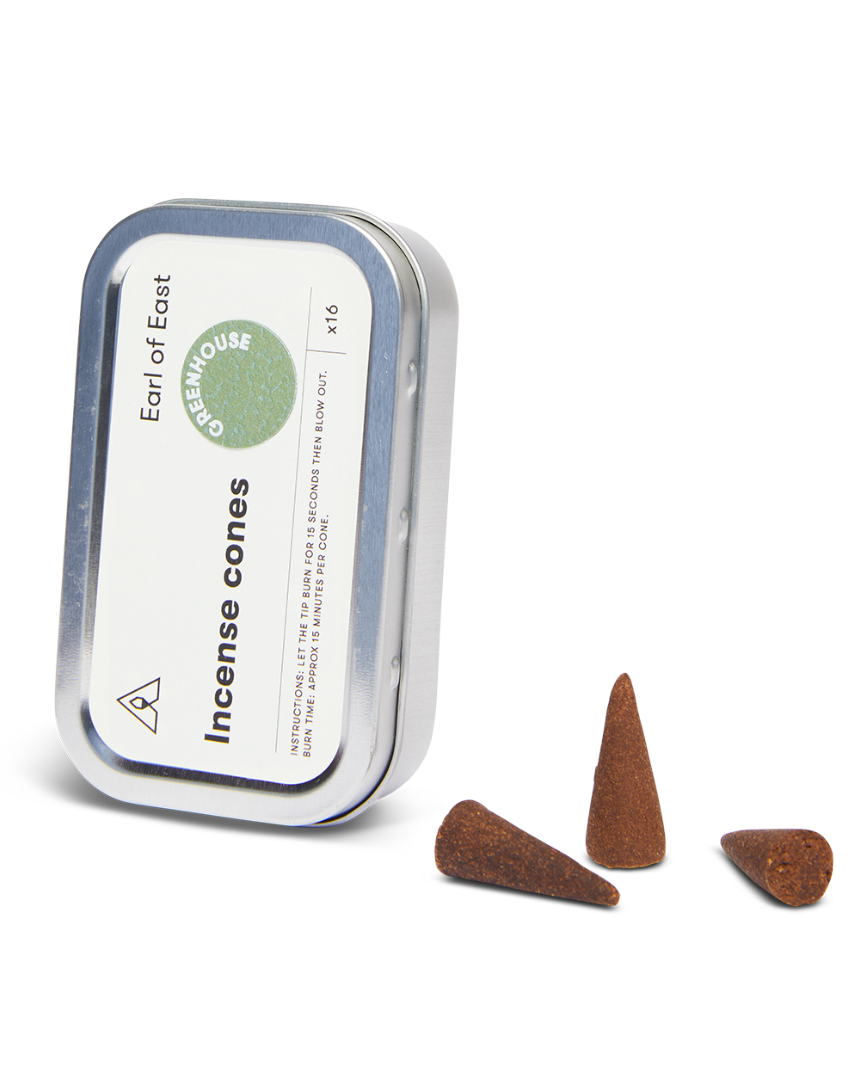 Greenhouse Incense Cones Set of 3 by Earl of East with three recyclable aluminium tins