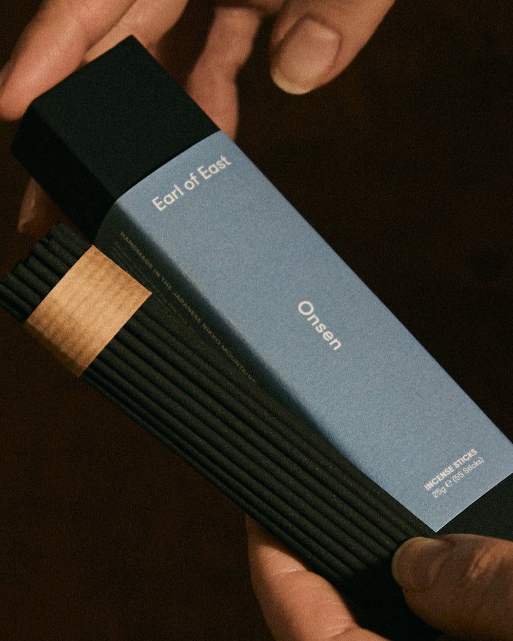 Earl of East Japanese incense sticks arranged artistically showing the natural charcoal material