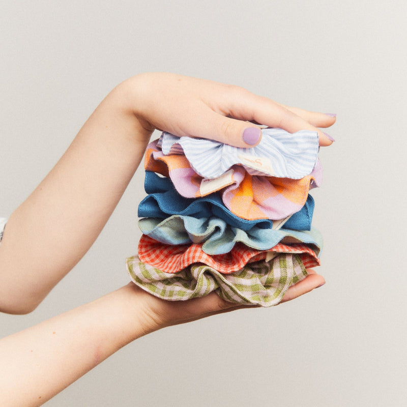 Bou Soie | Handmade Medium Hair Scrunchie - Ocean Stripe