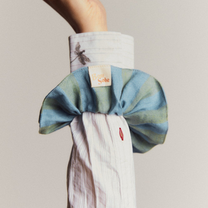 Bou Soie | Handmade Medium Hair Scrunchie - Ocean Stripe