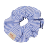 Bou Soie | Handmade Medium Hair Scrunchie - Blue & White Pinstripe