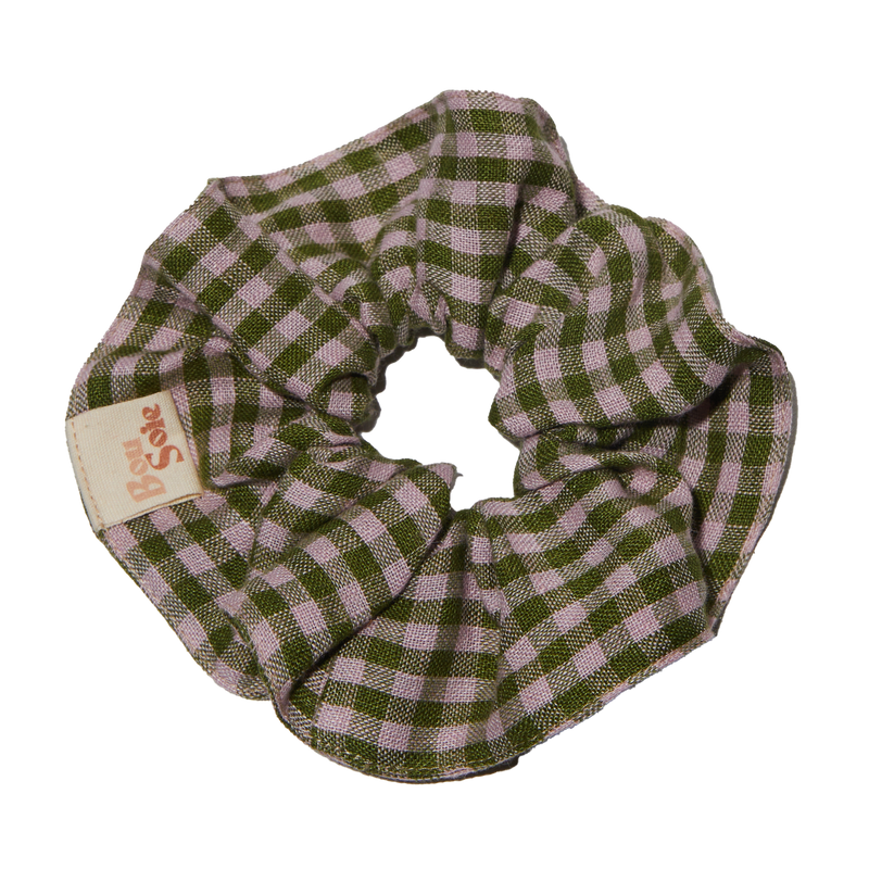 Bou Soie | Handmade Medium Hair Scrunchie - Limeaide Gingham