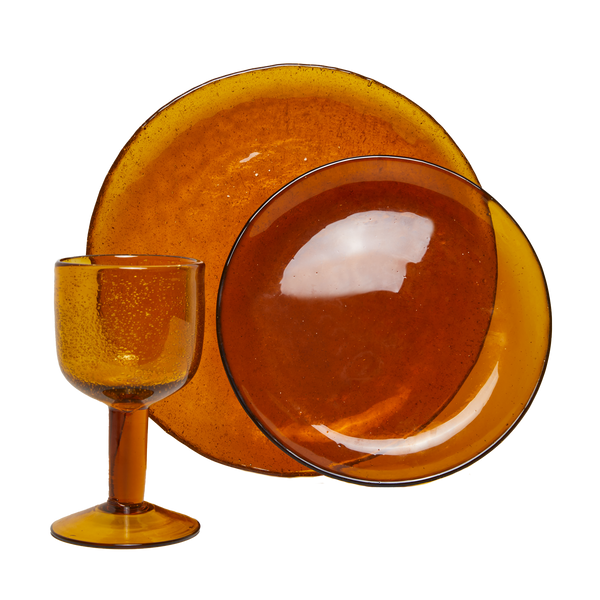 Madam Stoltz | Coloured Glass Dinner Plate - Amber