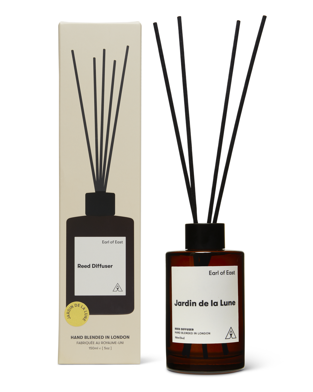 Jardin de la Lune Reed Diffuser 150ml by Earl of East in amber glass bottle with reeds