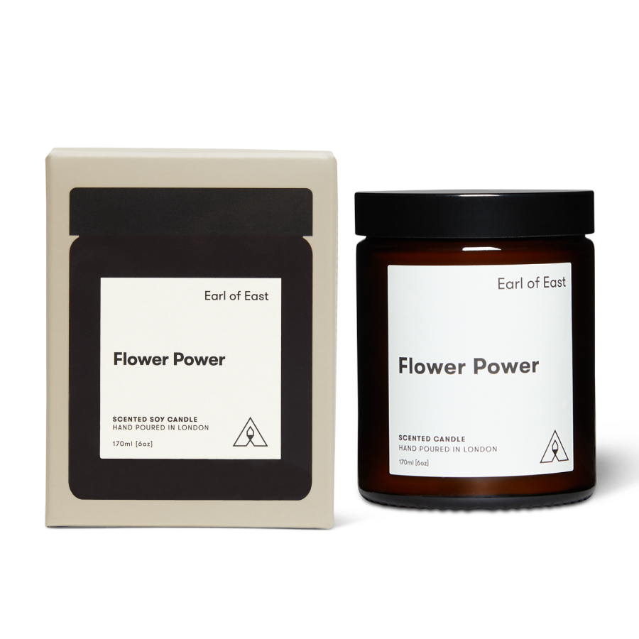 Flower Power, Soy Wax Candle, 170ml [6oz] by Earl of East, with its box