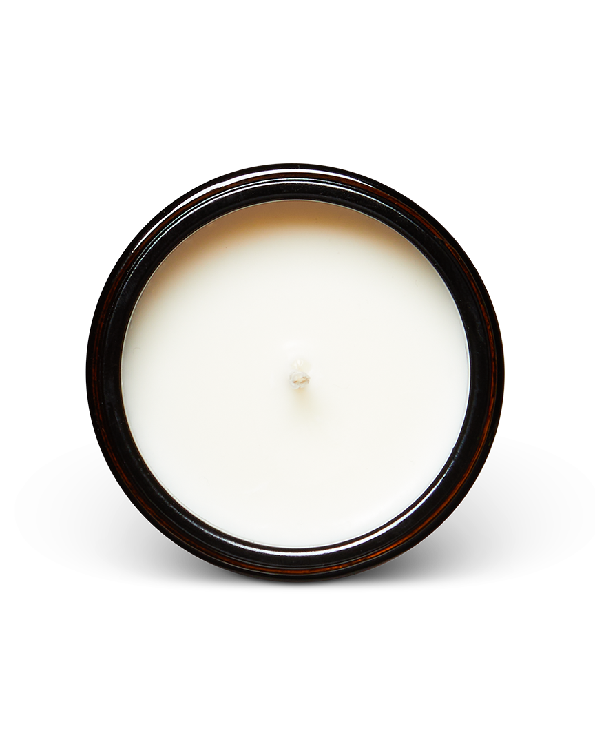Atlas Cedar Scented Candle, 170ml by Earl of East, lit, from above