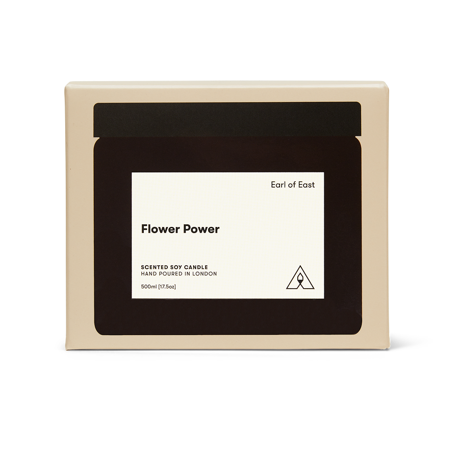 Flower Power, Soy Wax Candle, 500ml [17.5oz] by Earl of East, with its box