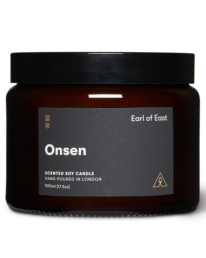 Onsen Scented Candle 500ml by Earl of East in large amber glass jar