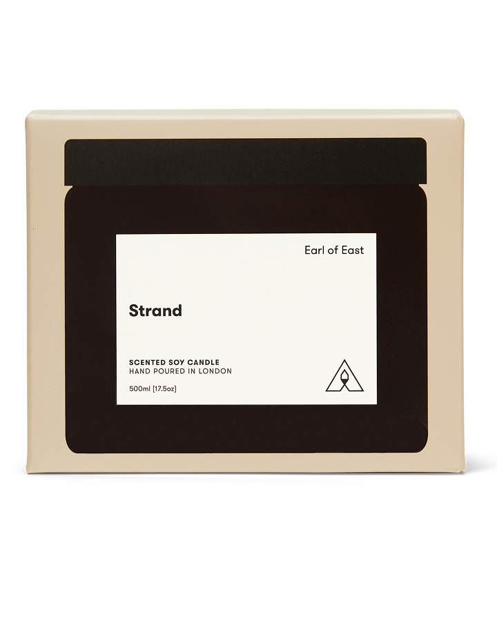 Strand Large Scented Candle, 500ml by Earl of East, with its box