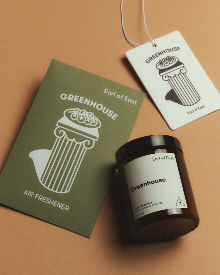Greenhouse Starter Scent Set by Earl of East, with its green box on tan