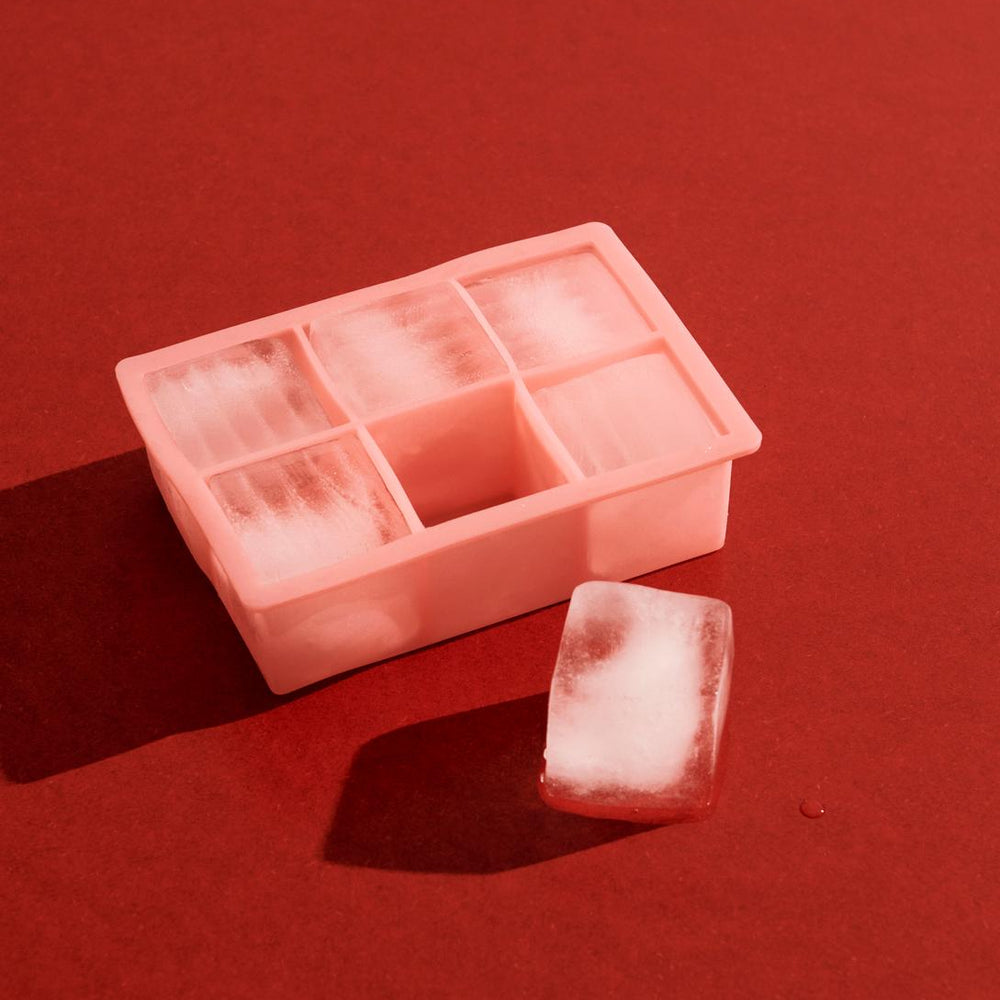 XXL Ice Cube Tray, Square, Pink by HAY, on red