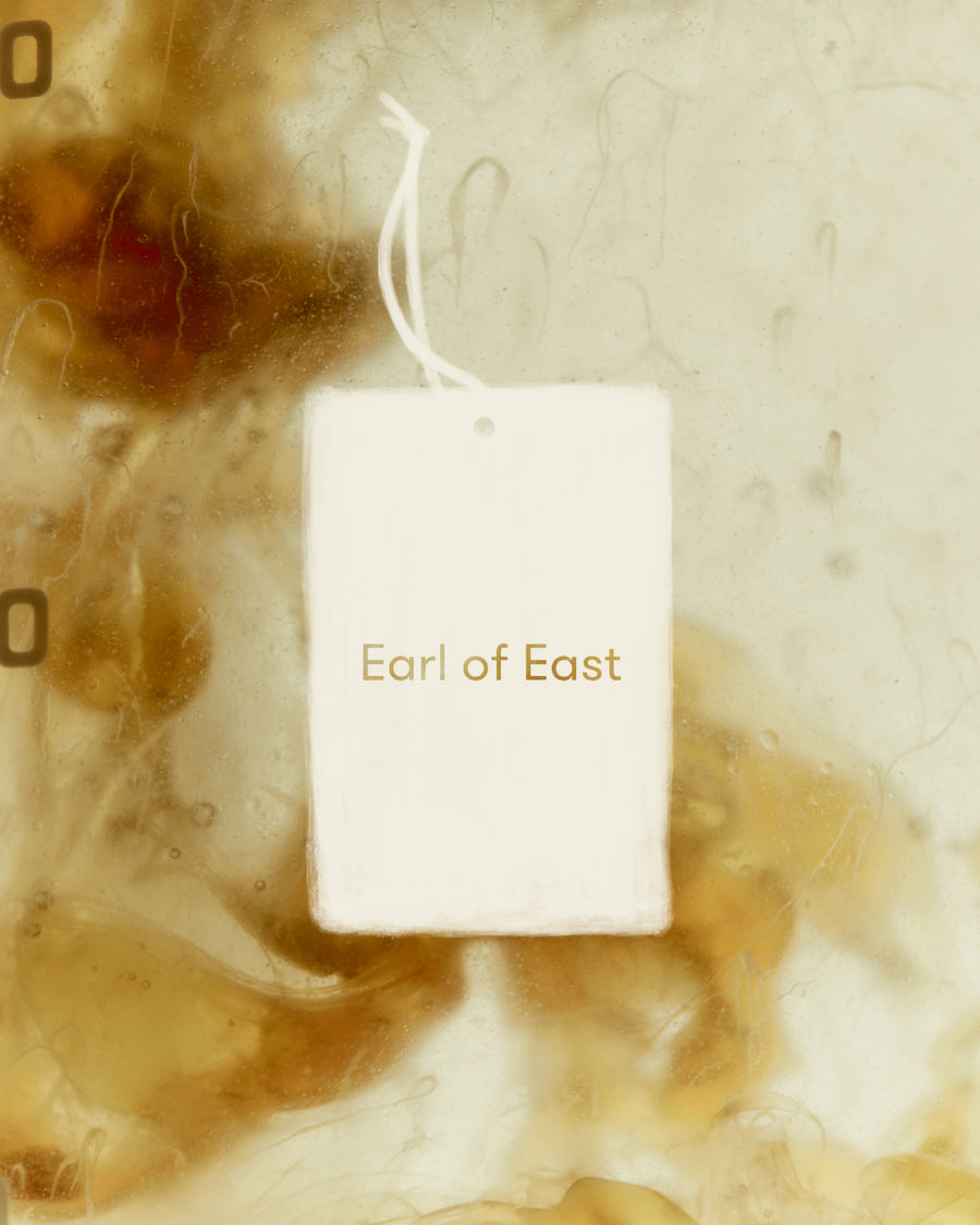Onsen Starter Scent Set by Earl of East, scent tag on a stained card
