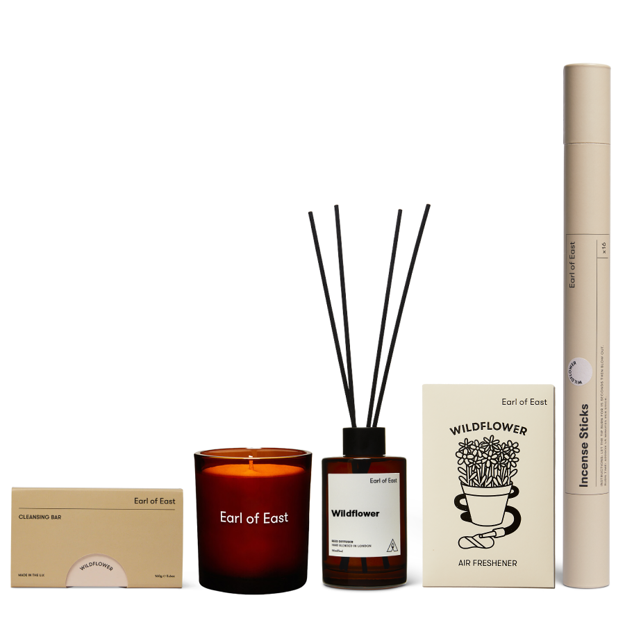 Wildflower Signature Scent Bundle by Earl of East, bundle with candle, diffuser and incense