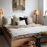 Madam Stoltz | Checked Woven Cushion - Cream Ikat