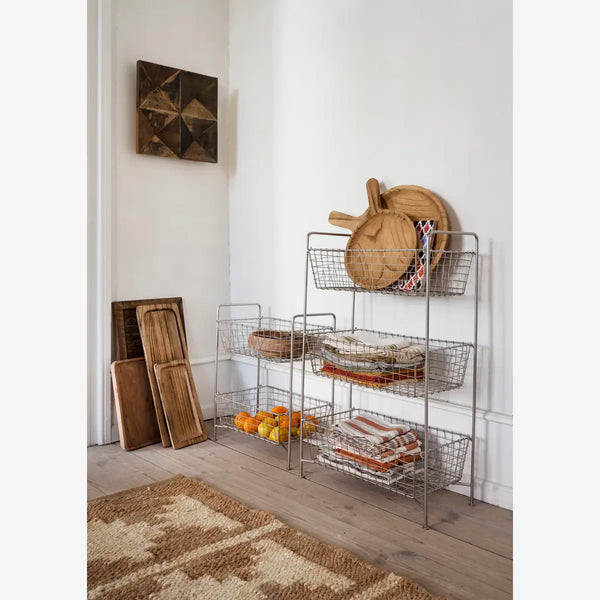 Madam Stoltz | Iron Rack With Baskets - Steel
