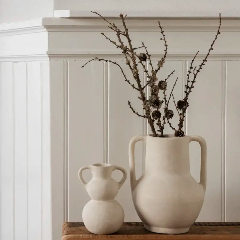 Paper Mache Vase, Natural white by Madam Stoltz, holding dried branches