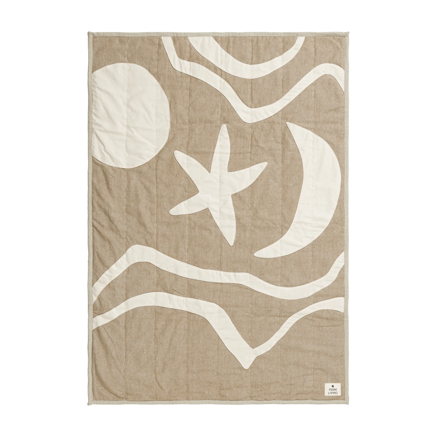 Kove Applique Quilted Blanket, Tan/Cashmere by ferm LIVING