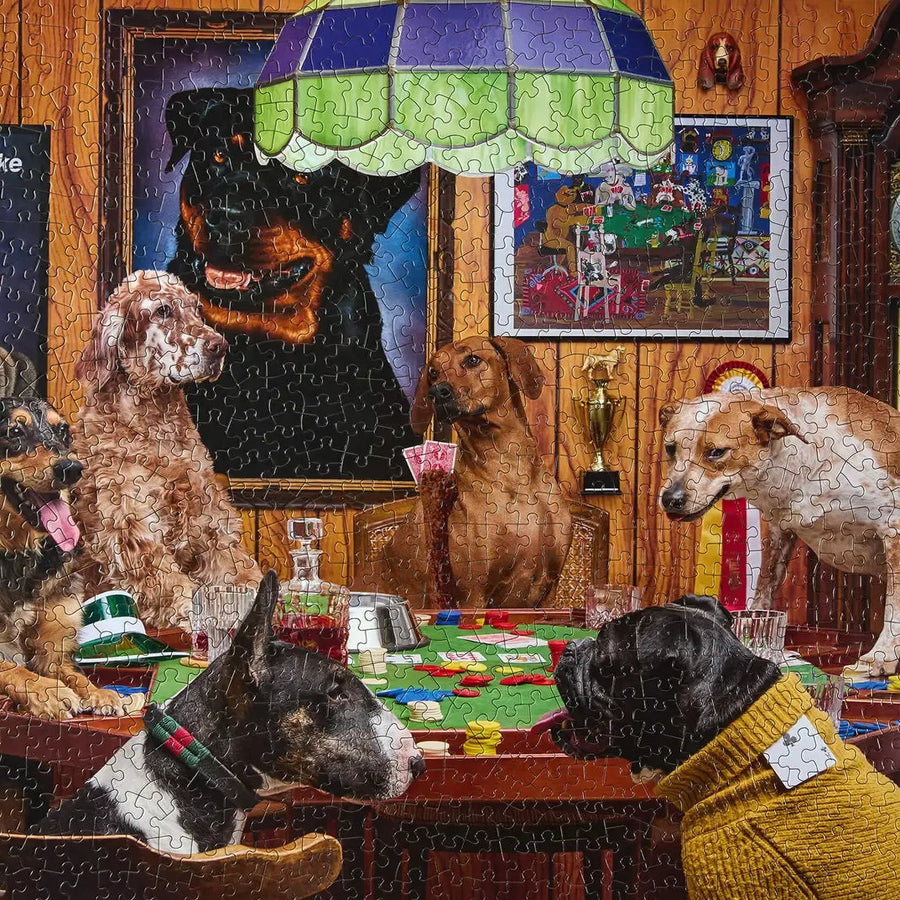 Poker Dogs Jigsaw Puzzle, 1000 pcs by Le Puzz, completed puzzle