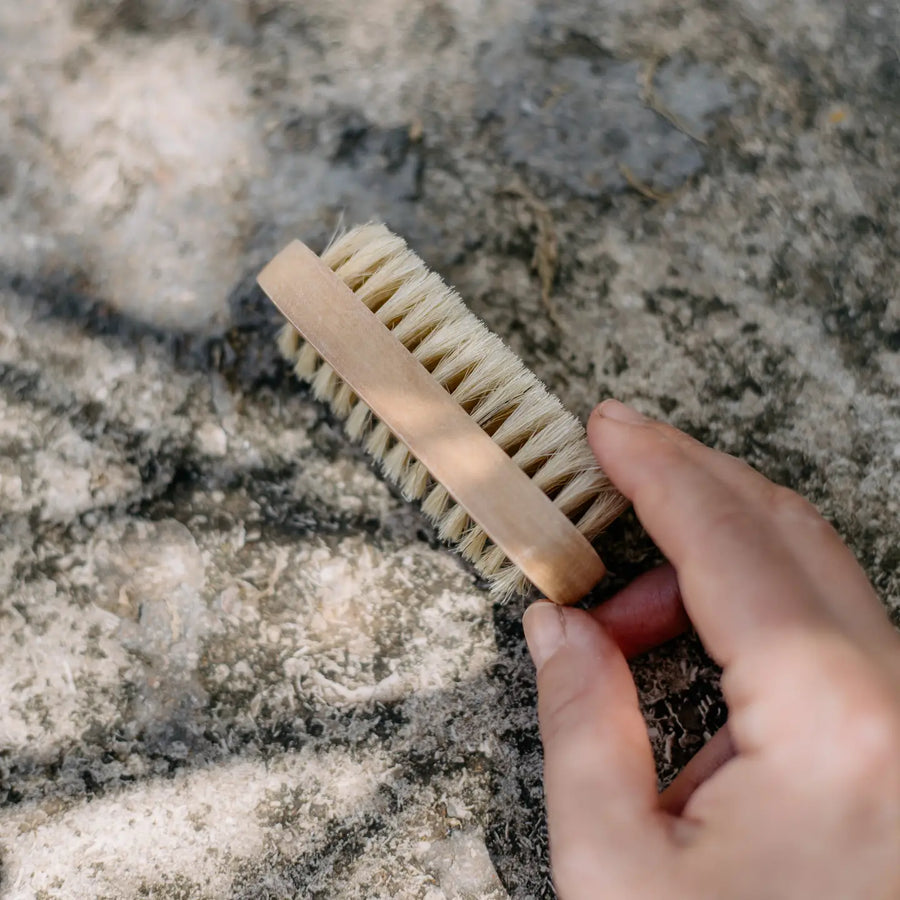 Nail Brush, Natural Bristles by Croll & Denecke, held in hand