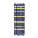 British Colour Standard | Striped Midnight Blue & Jasmine Eco Dinner Candles - Set of 4