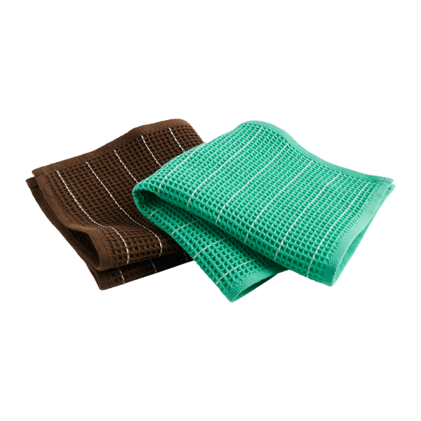 HAY | Canteen Dish Cloth Set of 2 - Chocolate/Emerald Pinstripe