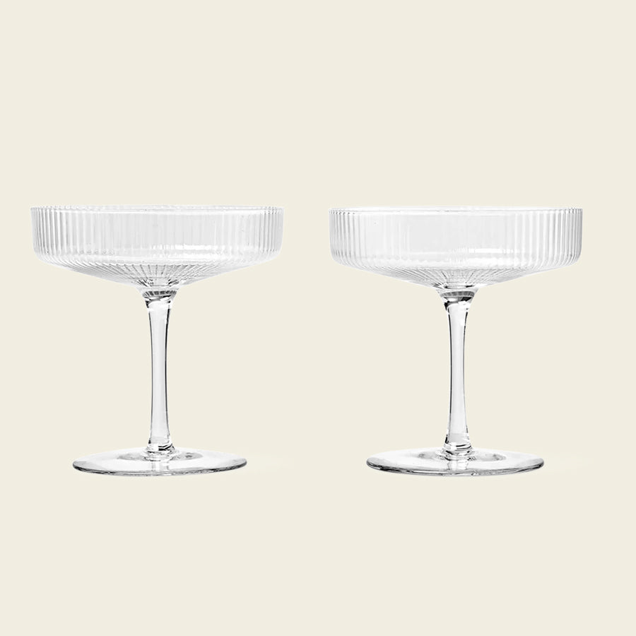 Ripple Champagne Saucer, Set of 2, Clear by ferm LIVING