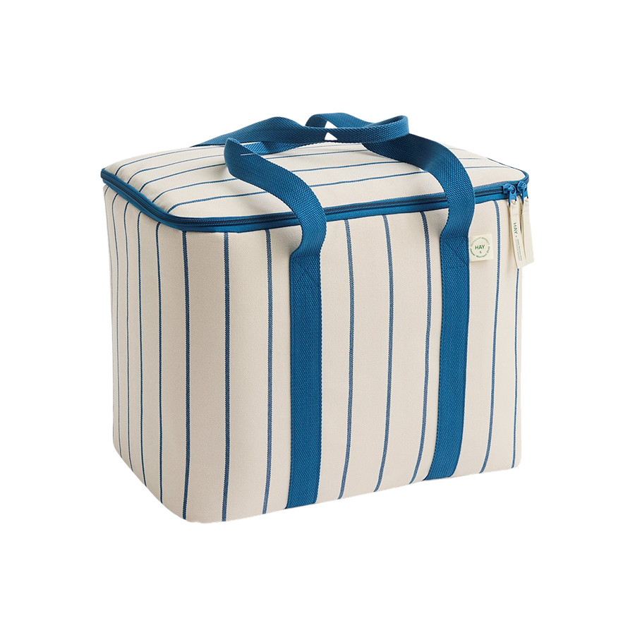 Outdoor Market Cooler Bag, Beige & Blue Stripe by HAY