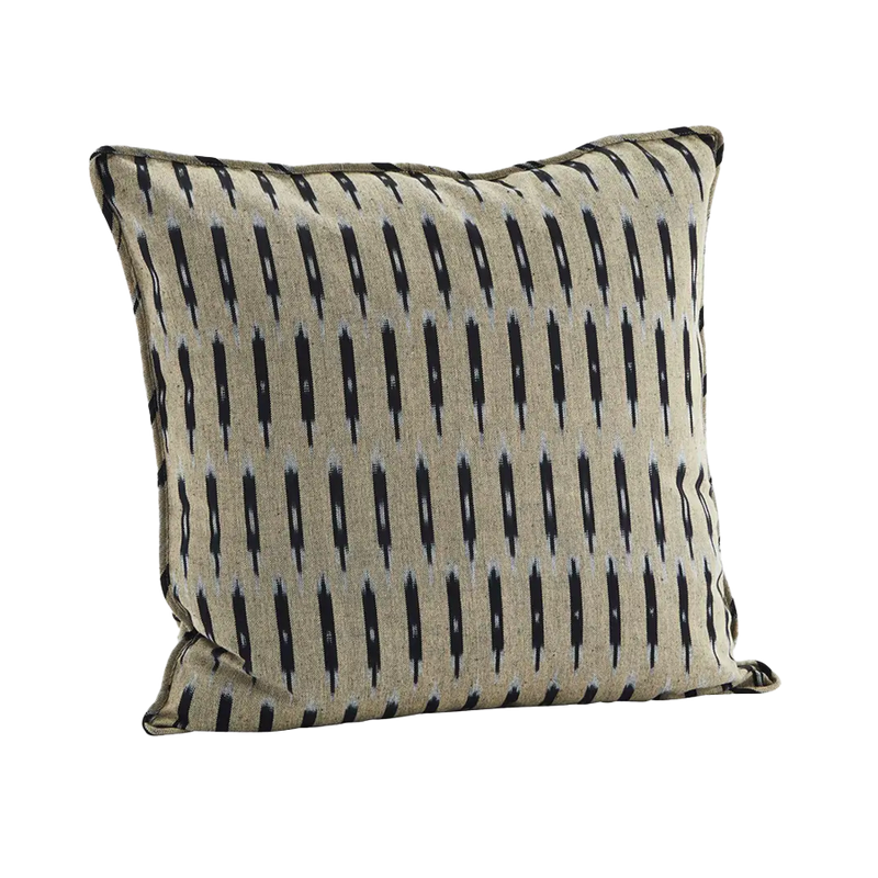 Madam Stoltz | Checked Woven Cushion - Cream Ikat