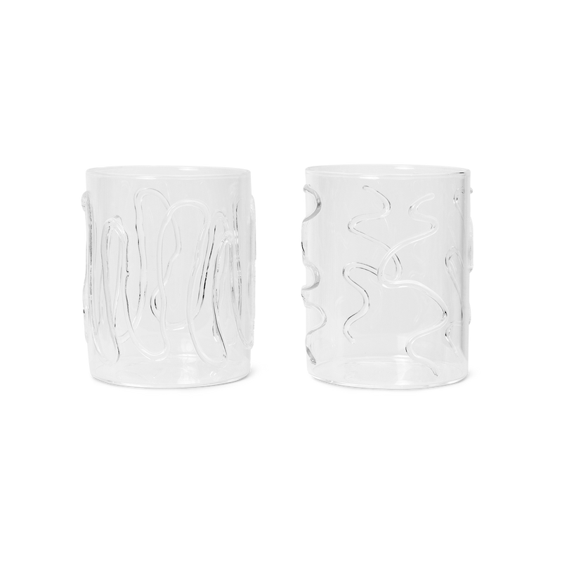 ferm LIVING | Doodle Glasses - Set of 2 - Tall - Clear