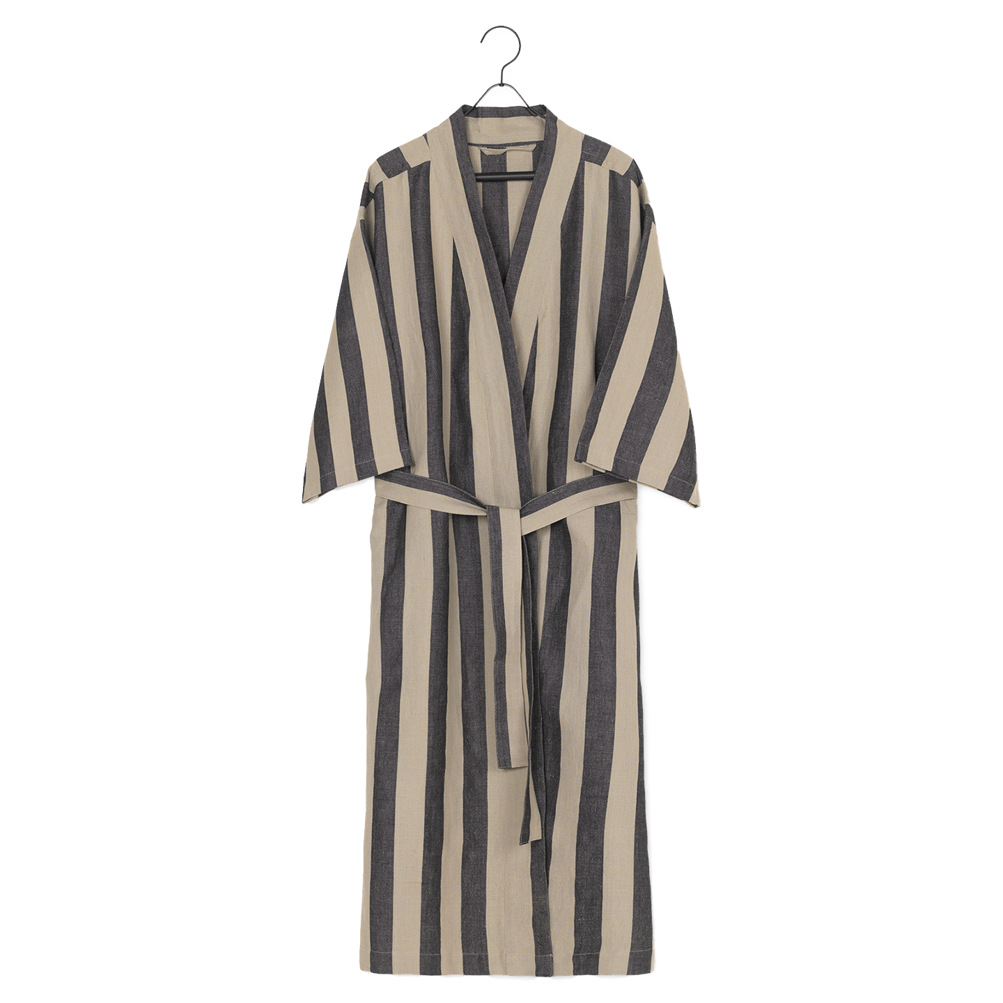 ferm LIVING Cotton & Linen Field Bathrobe Sand/Black Earl of East
