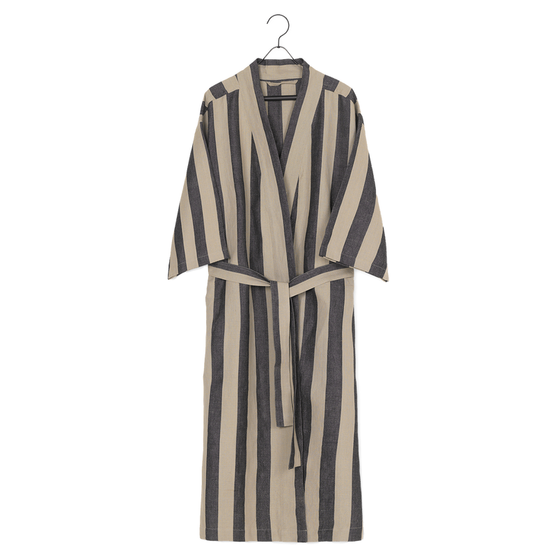 ferm LIVING | Cotton & Linen Field Bathrobe - Sand/Black